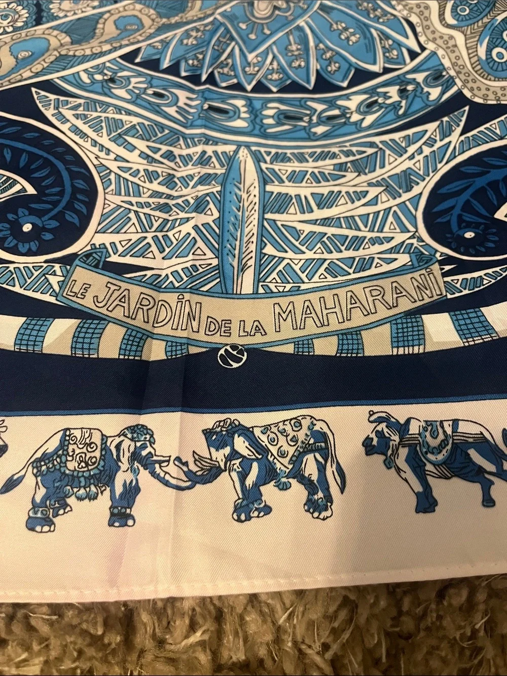 Blue Paisley Print Satin Scarf | Square Scarf | Boho Le Jardin De La Maharani